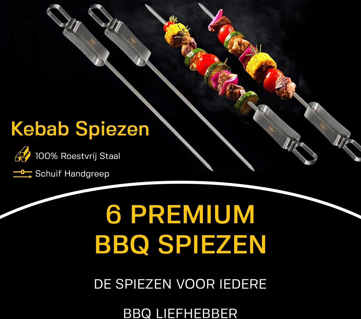 Ferodelli Kebab Spiezen - Bbq Spiezen - Set Van 6 - Barbeque Accesoires - Premium - Afbeelding 3