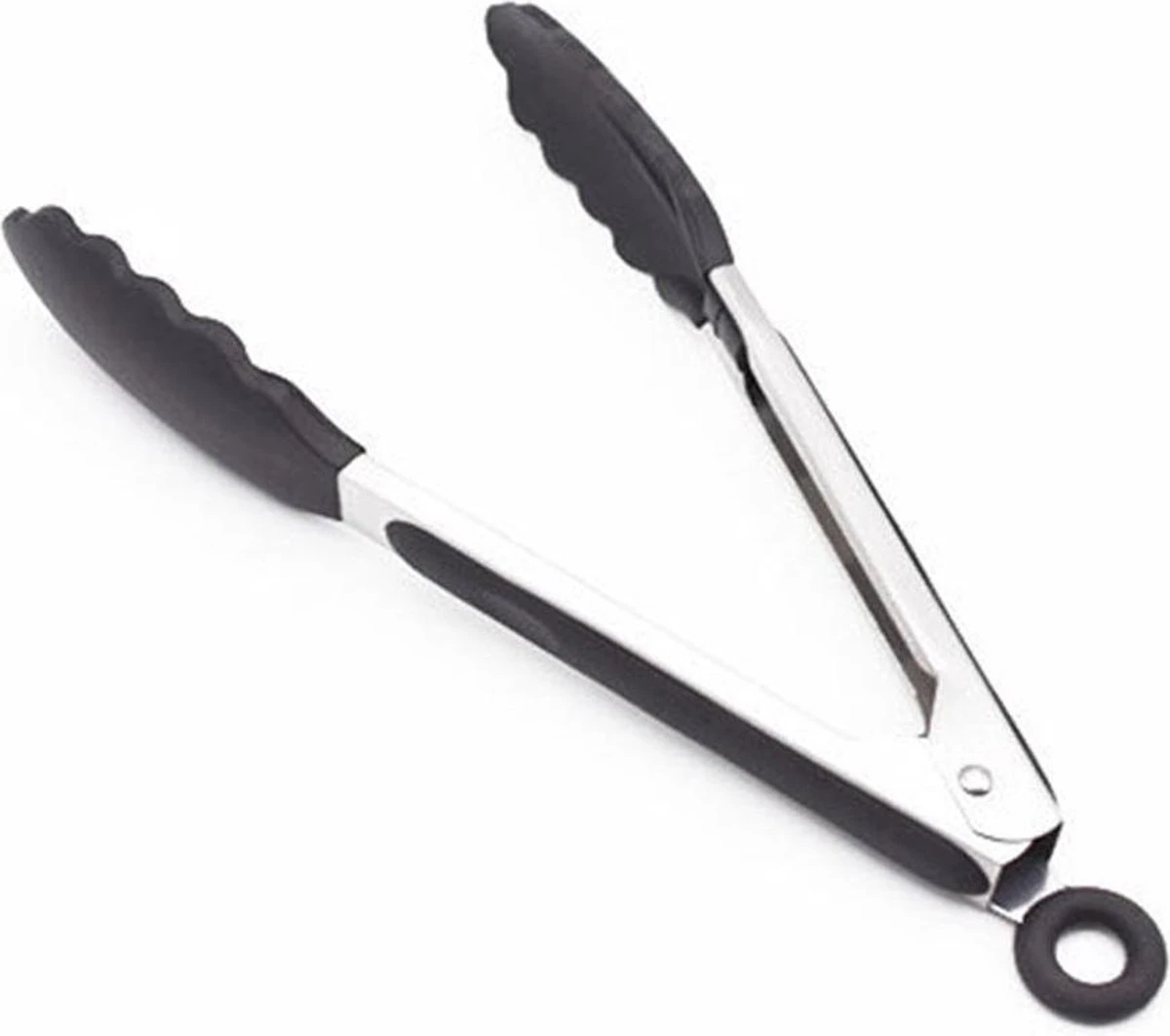 Merkloos BBQ Siliconen Tang - Vleestang - Serveertang - Keukentang - Salade Tang – Barbecuetang – Zwart 21cm - Bbq Tang - Vleestang