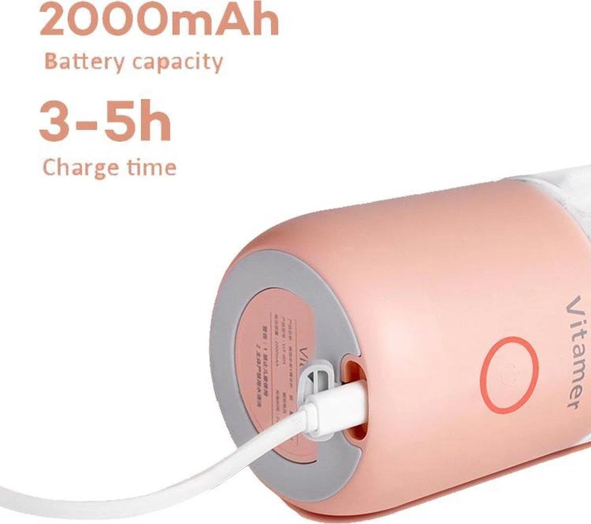 Merkloos Mini Blender - Smoothie Maker - Compact Blender - Draagbare Blender - Oplaadbare Mini Blender - Portable Blender - Draagbare Mini Blender - Lichtgewicht - Vitamer 4 Bladen - Fruit Juicer - Fruit Blender - Blender - Blender - Blenders - Keukenmachines - Afbeelding 4