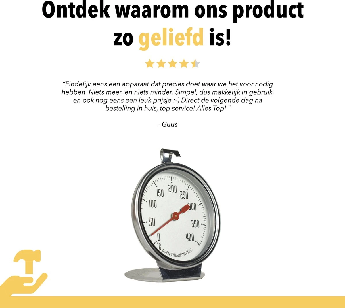 Tool Meister OT4 - Oventhermometer - Keuken/Kook Thermometer - Analoog - 0°C Tot 400°C - Afbeelding 5