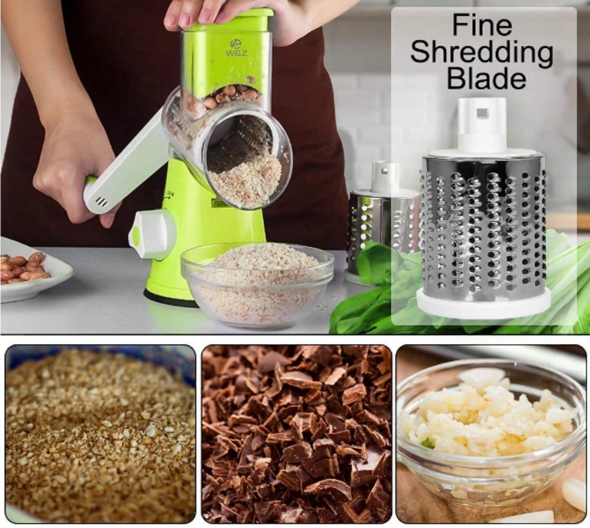 W&Z® Mandoline Groentesnijder- Slicer Dicer - Rasper - Keukensnijder - Vaatwasser Bestendig - Afbeelding 4