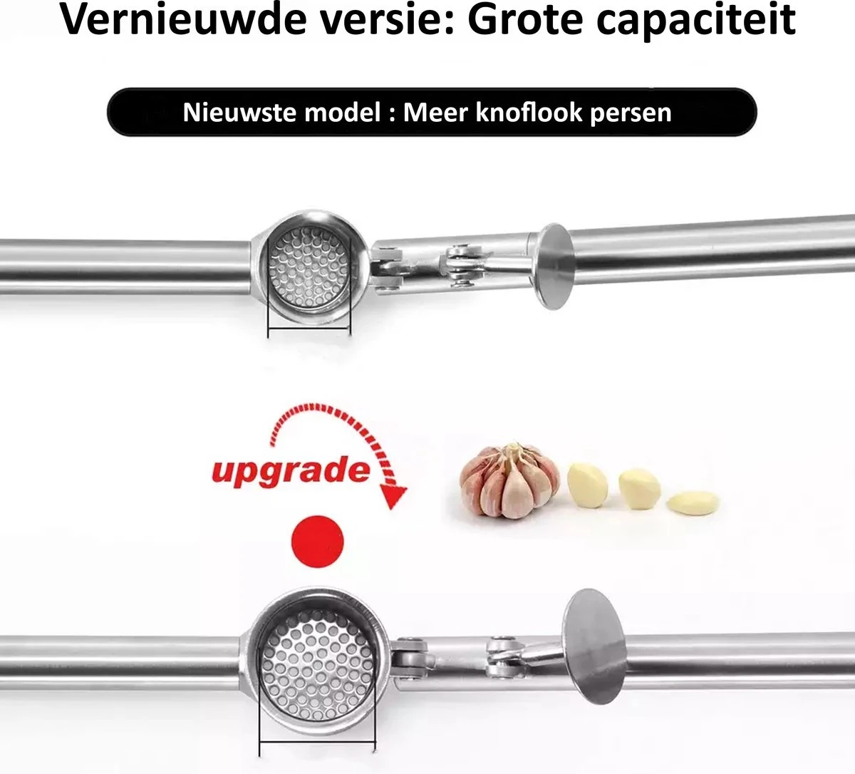 Knoflookpers - Gemberpers - RVS - Vaatwasserbestendig - Hoogwaardig Roestvrijstaal - Afbeelding 3