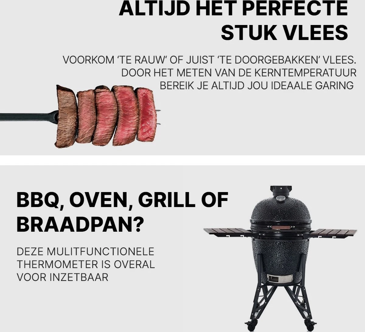 Vleesthermometer - BBQ Thermometer - Oventhermometer - Big Green Egg - Inclusief Sonde En Batterijen - Afbeelding 3