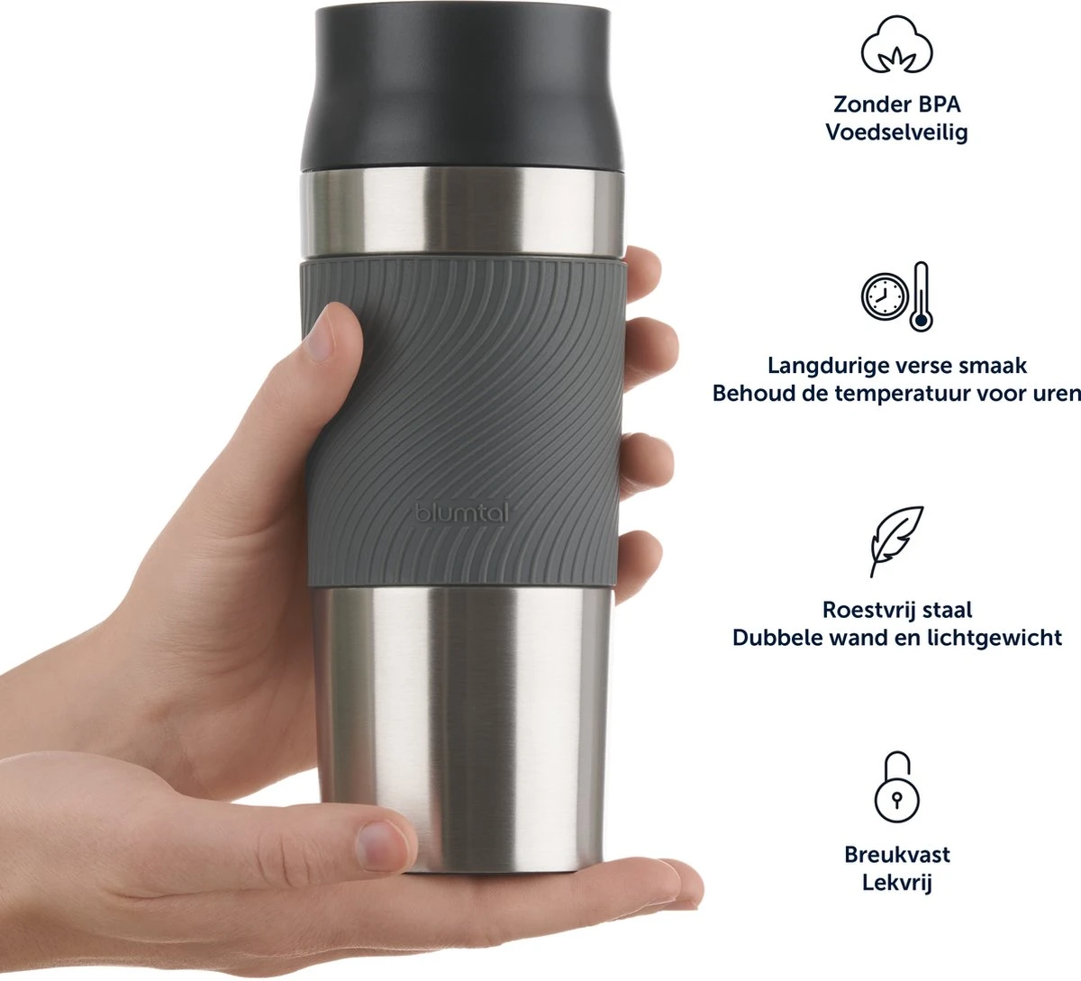 Blumtal Thermosbeker Classic - Lekvrij, BPA-Vrij En Vaatwasserbestendig - Hoge Kwaliteit Thermosfles Met Quick-Press Sluiting - Travel Mug 350 Ml - Roze - Afbeelding 5