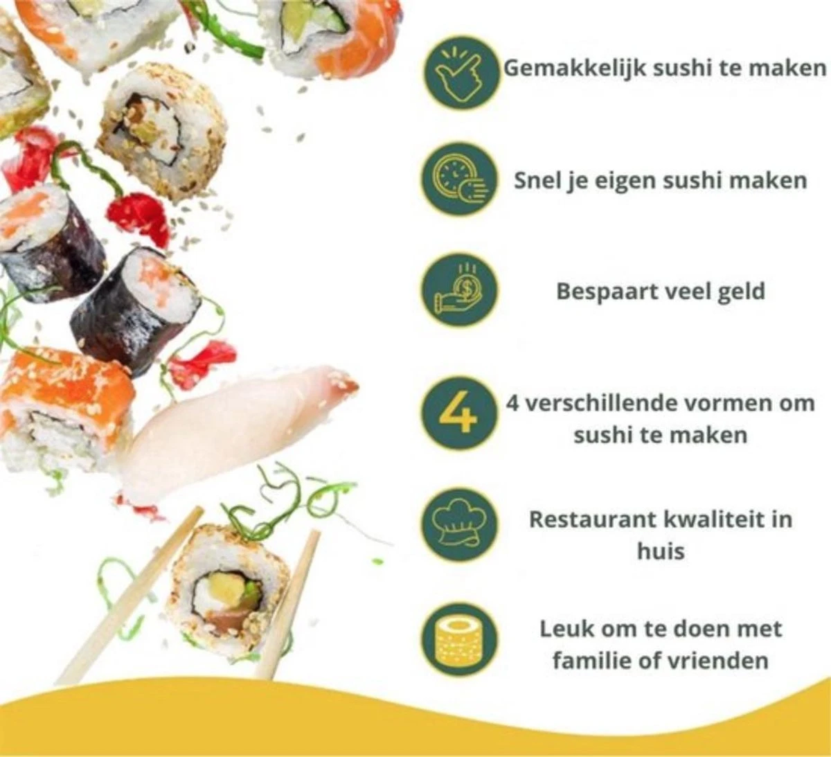 Merkloos Sushi Sushi Servies - Sushi Go - Sushi Set - Sushi Maker - Sushi Kit - Incl Sushi Roller - Afbeelding 5