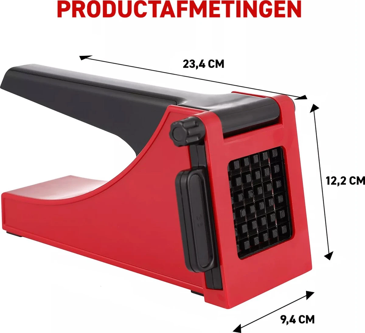 Merkloos Frietsnijder - Patatsnijder - Groentesnijder - Roestvrijstalen Snijrooster - Raspen, Schillers & Snijders - Rood - Afbeelding 7