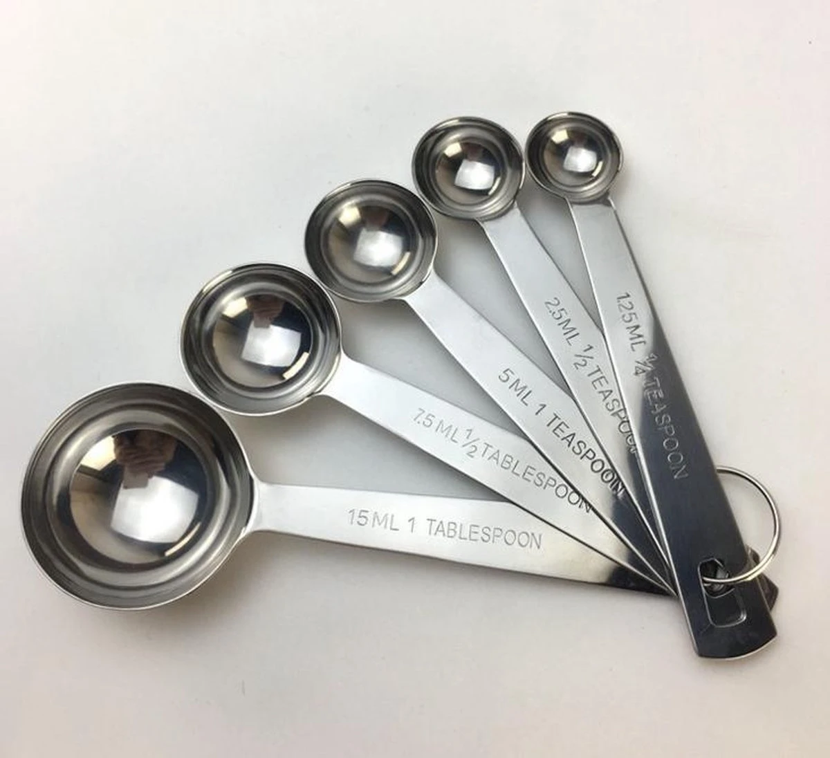 RVS Maatlepel Set - 5 Delig - Roestvrijstalen/metalen Lepels/maatschepjes In Verschillende Maten