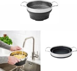 OMID HOME Vergiet - Vouwbaar - Inklapbaar - Grijs / RVS / En Te Gebruiken Als Stoominzet / Pastakoker Met Vergiet / Stoom Vergiet