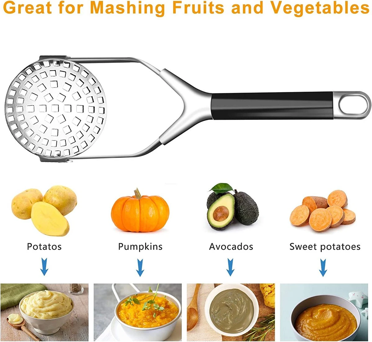 BOTC Aardappelstamper - Pureestamper - Stampot Stamper - Aardappelstamper - Opvouwbaar - Afbeelding 3
