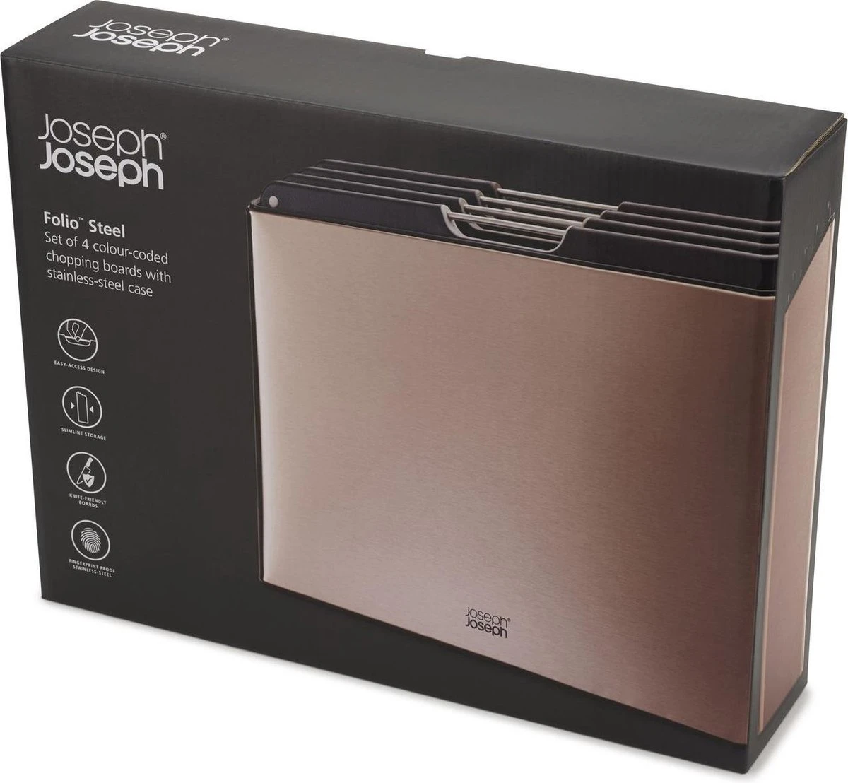 Joseph Joseph JosephJoseph - Folio - Steel - Snijplank - In Houder - Groot - Set Van 5 Stuks - Rose Goud - Afbeelding 6