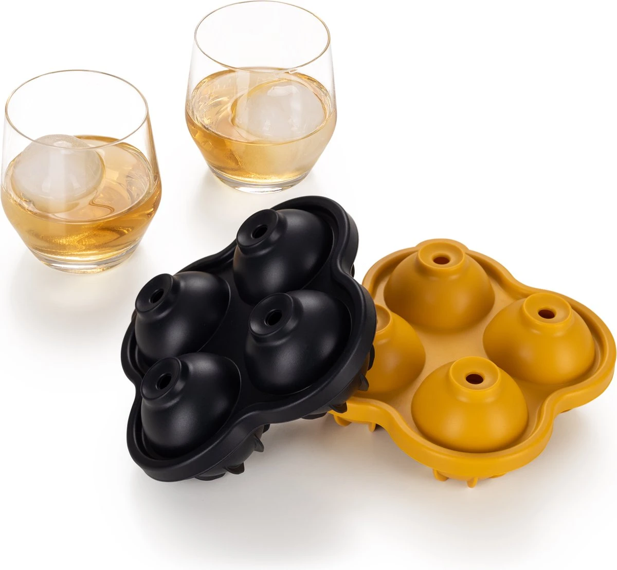 Blumtal Bollen IJsblokjesvorm - 2 X 4 IJsblokjes - Hoogwaardig Siliconen - 8 Stuks - 5 Cm - Zwart / Geel - Afbeelding 8