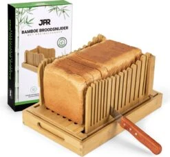 JPR Broodsnijder Hulpmiddel - Broodsnijder Bamboe - Broodsnijplank - Broodbakken - Inclusief Broodmes