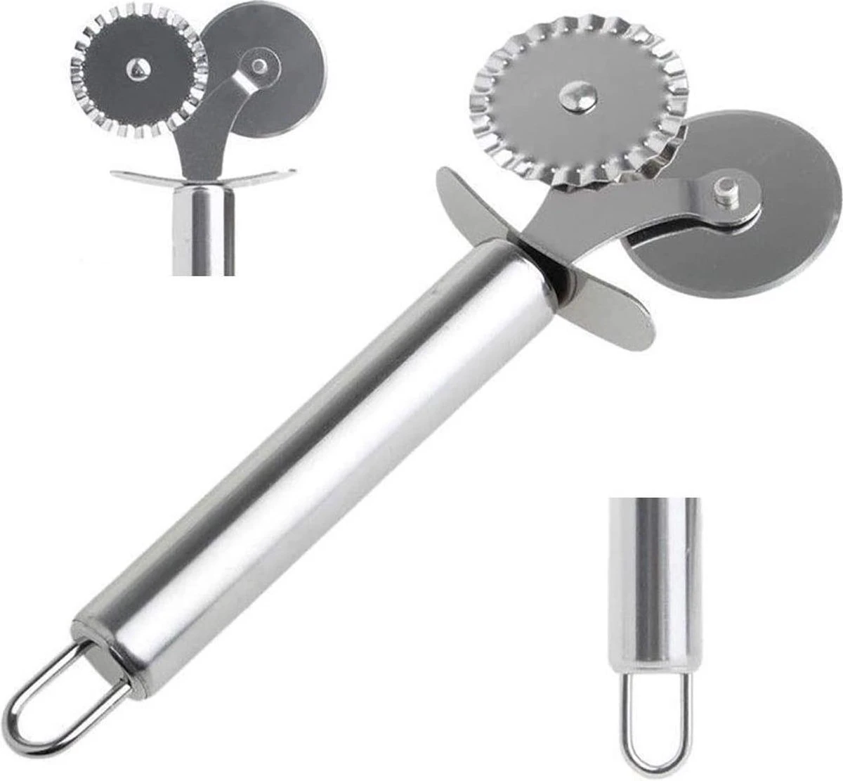 Deegwiel Dubbel RVS - Deegsnijder/Ravioli Snijder - Deegwieltje - Radeerwieltje - Radeermes - Pastawiel - Ravioli Snijder - Radeerwiel - Kartelwiel - Afbeelding 4