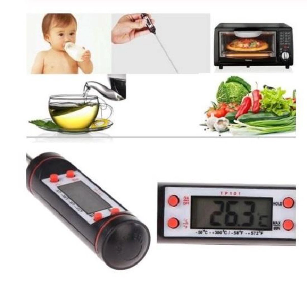 Merkloos Digitale Thermometer - Thermometer Keuken - Koken Bakken En Braden - Zwart - Afbeelding 5