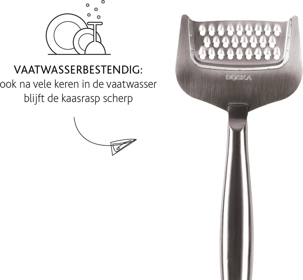 Boska Kaasrasp Copenhagen - Kaasrasp Harde Kaas - Kaasrasp Voor Oude Kaas - Vaatwasserbestendig - Multifunctionele Kaasrasp - RVS - 180 X 74x 20 Mm - Keukengerei - Keuken Accessoires - 10 Jaar Garantie - Afbeelding 2