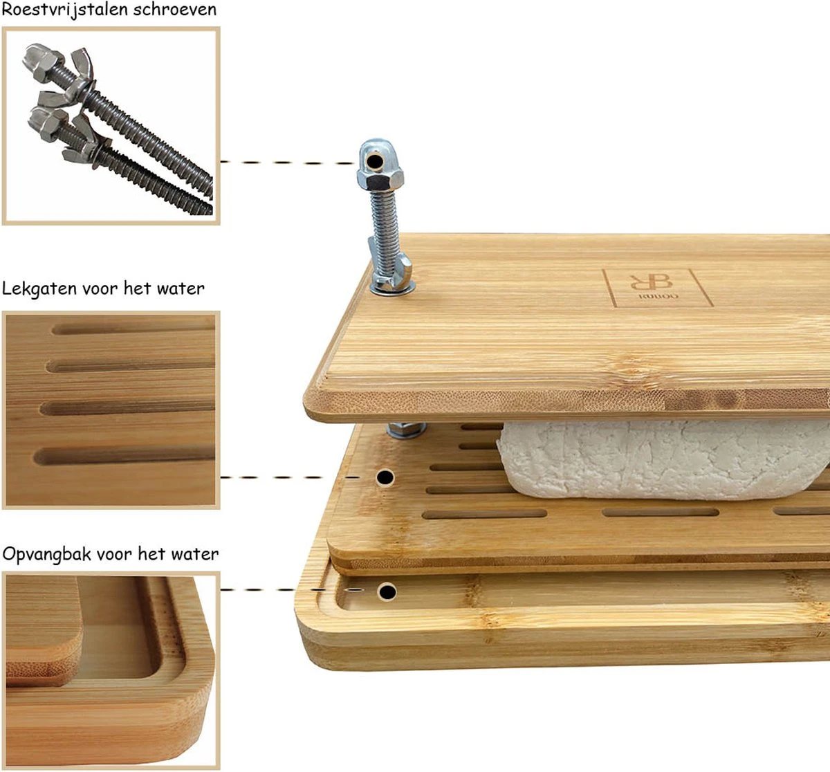 Ruboo Tofu Pers - Bamboe Tofu Pers - Tofupers - Vegan Tofu Press - Vegetarisch - Afbeelding 3