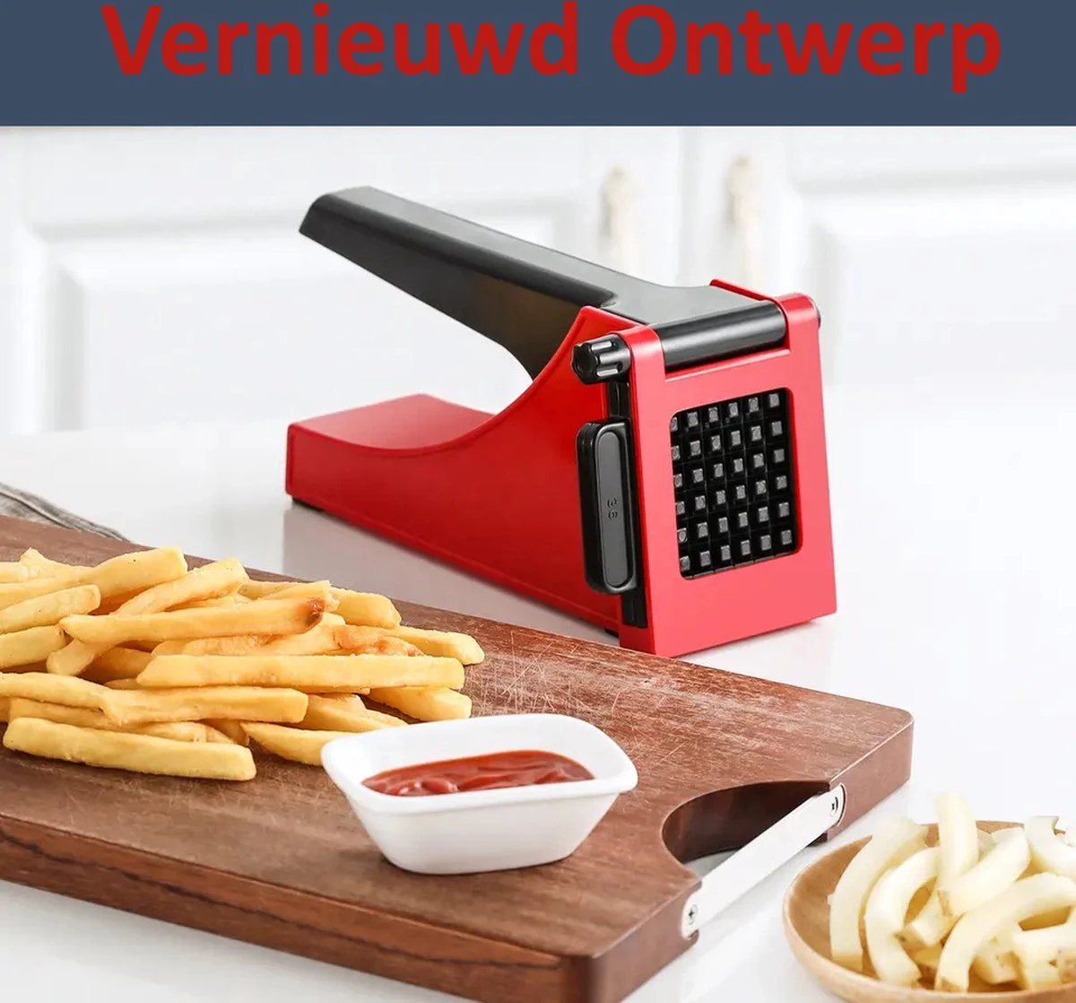 Merkloos Frietsnijder | Groentesnijder | Patatsnijder | Multifunctioneel | Met Handleiding | Sterke Messen - Afbeelding 6