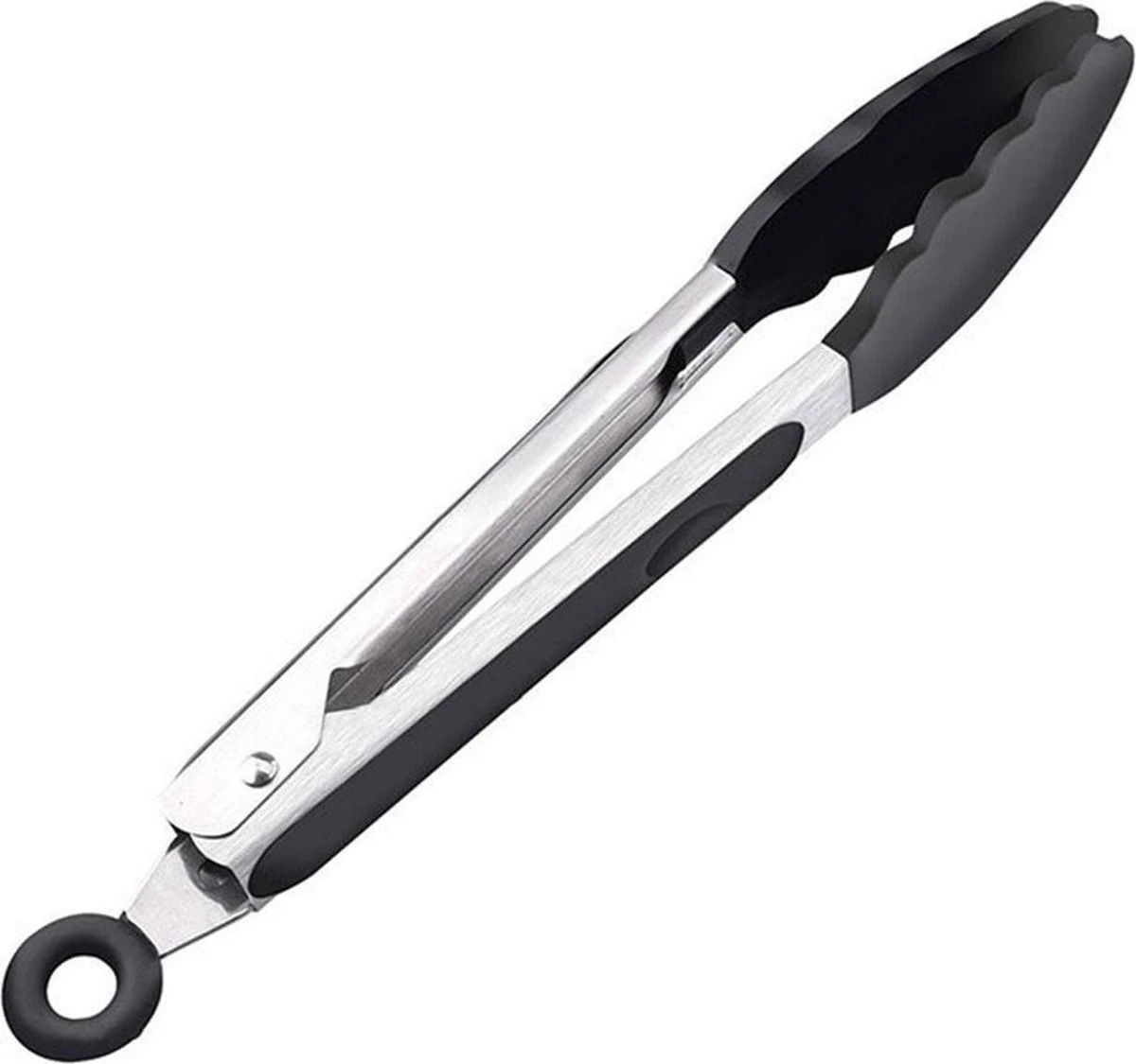 Merkloos BBQ Siliconen Tang - Vleestang - Serveertang - Keukentang - Salade Tang – Barbecuetang – Zwart 21cm - Bbq Tang - Vleestang - Afbeelding 2