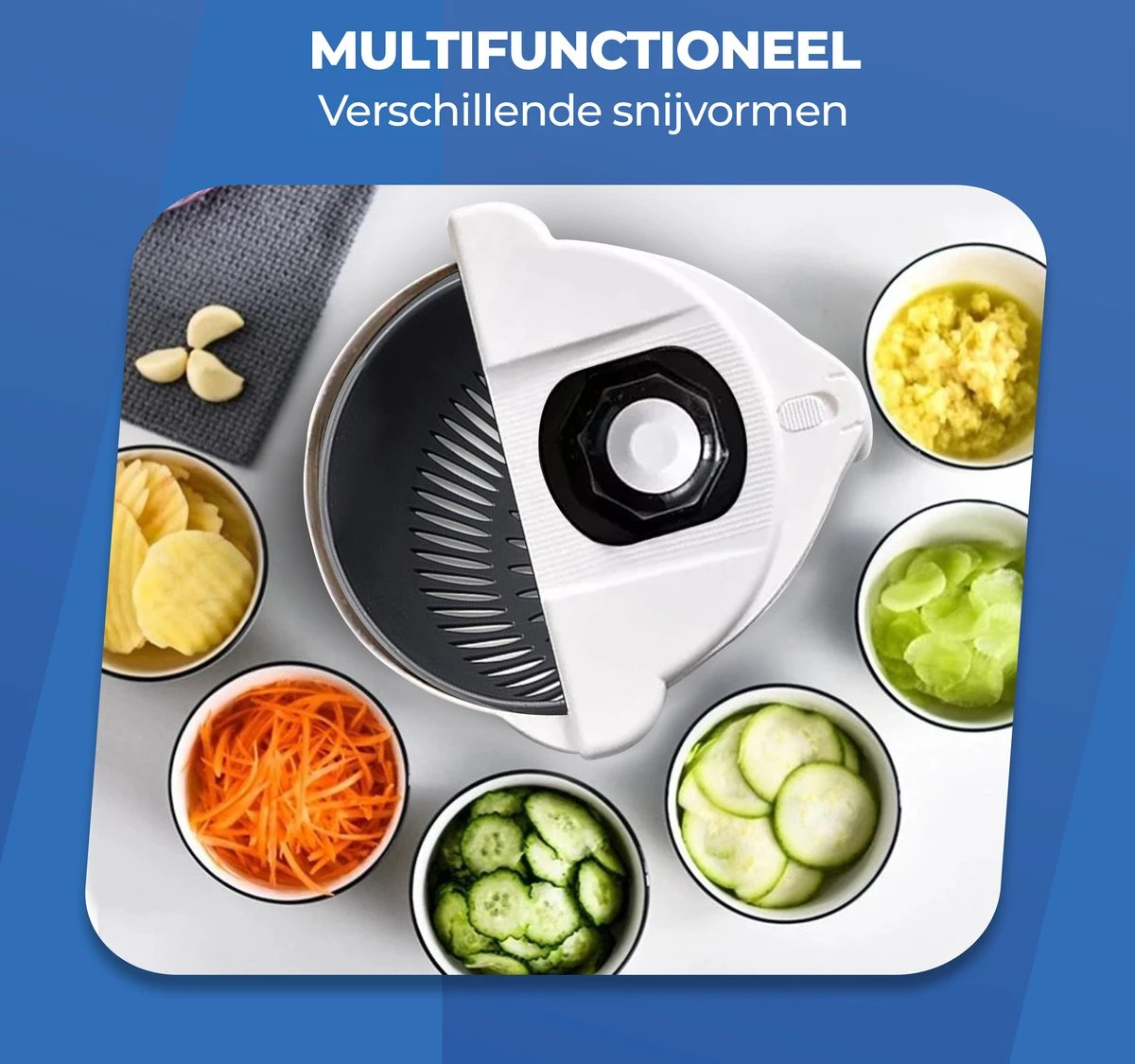 Roegaarden Groentesnijder - Multifunctioneel - Eiersnijder - 8 Snijvormen - Veilig Snijden - Afbeelding 7