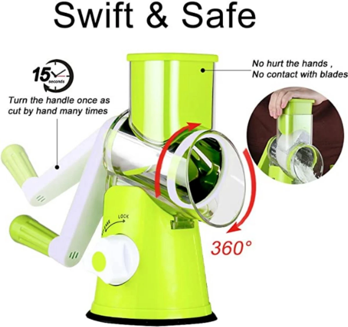 W&Z® Mandoline Groentesnijder- Slicer Dicer - Rasper - Keukensnijder - Vaatwasser Bestendig - Afbeelding 5