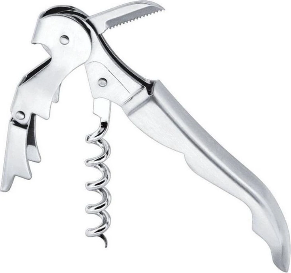 Kurkentrekker - Wijnopener - Bieropener - Kelnermes - Flesopener- Bierflesopener - Volledig RVS