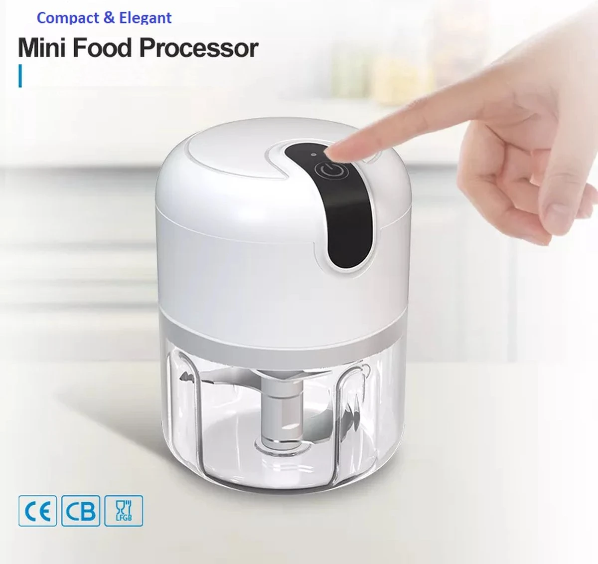 Elektrische Uiensnijder – Groentesnijder – Mini Chopper – Draadloze Keukensnijder – Oplaadbaar – Hakmolen – Mini Blender - Afbeelding 6