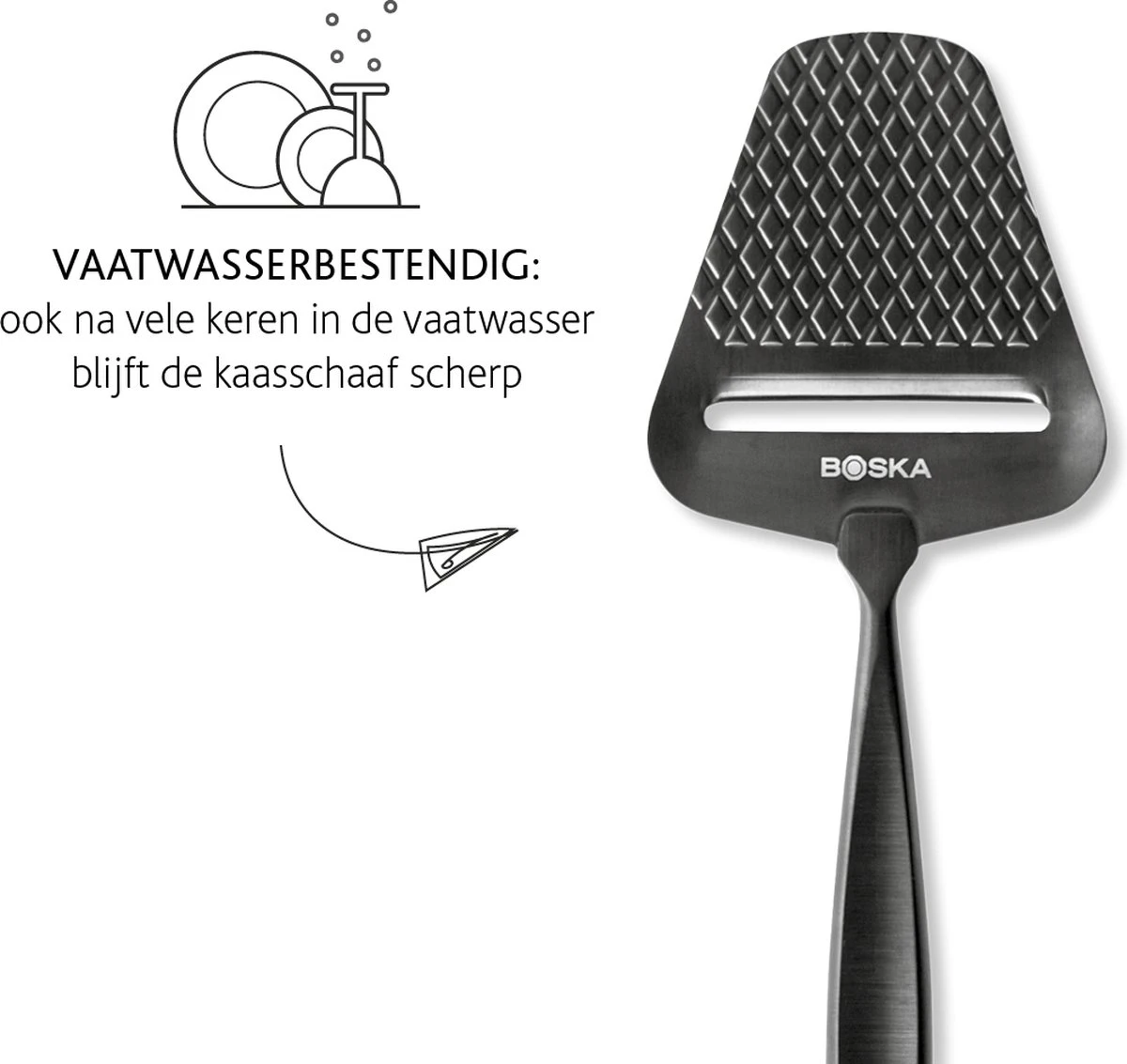 Boska Kaasschaaf Monaco+ Dark - Design Kaasschaaf - Kaasschaaf Voor Harde Kaas - Kaasschaaf Donker - RVS - Vaatwasserbestendige Kaasschaaf - Cadeautip - Keukengerei - Keuken Accessoires - 10 Jaar Garantie - Afbeelding 7