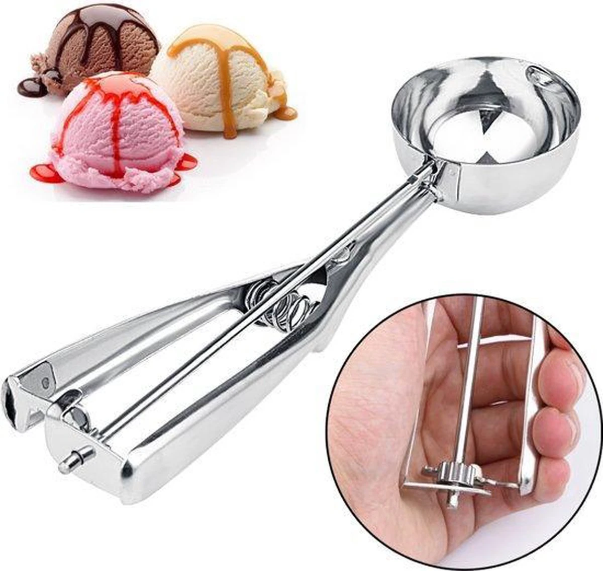 Nonna Ijslepel 22 Cm RVS - IJsschep - IJsboltang - Ø5cm - Afbeelding 3