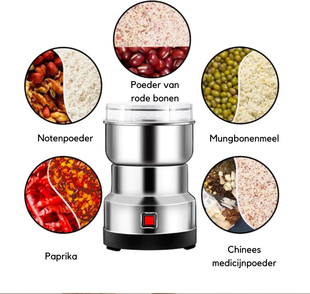 Merkloos Vitafa Kruidenmolen - Elektrisch - Koffiegrinder - Bonenmaler - Specerijenmolen - Kruidenmaler - RVS - Zilver - Afbeelding 3
