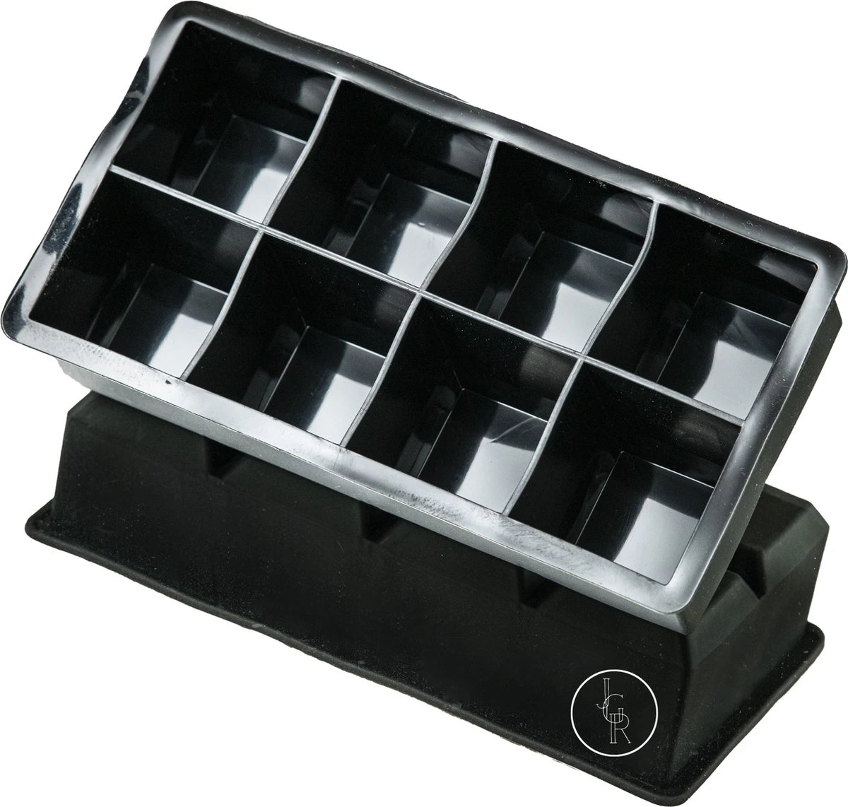 JGR - IJsblokjesvorm - Groot - 8 Blokken - Vierkant - Vaatwasserbestendig - Siliconen - Zwart