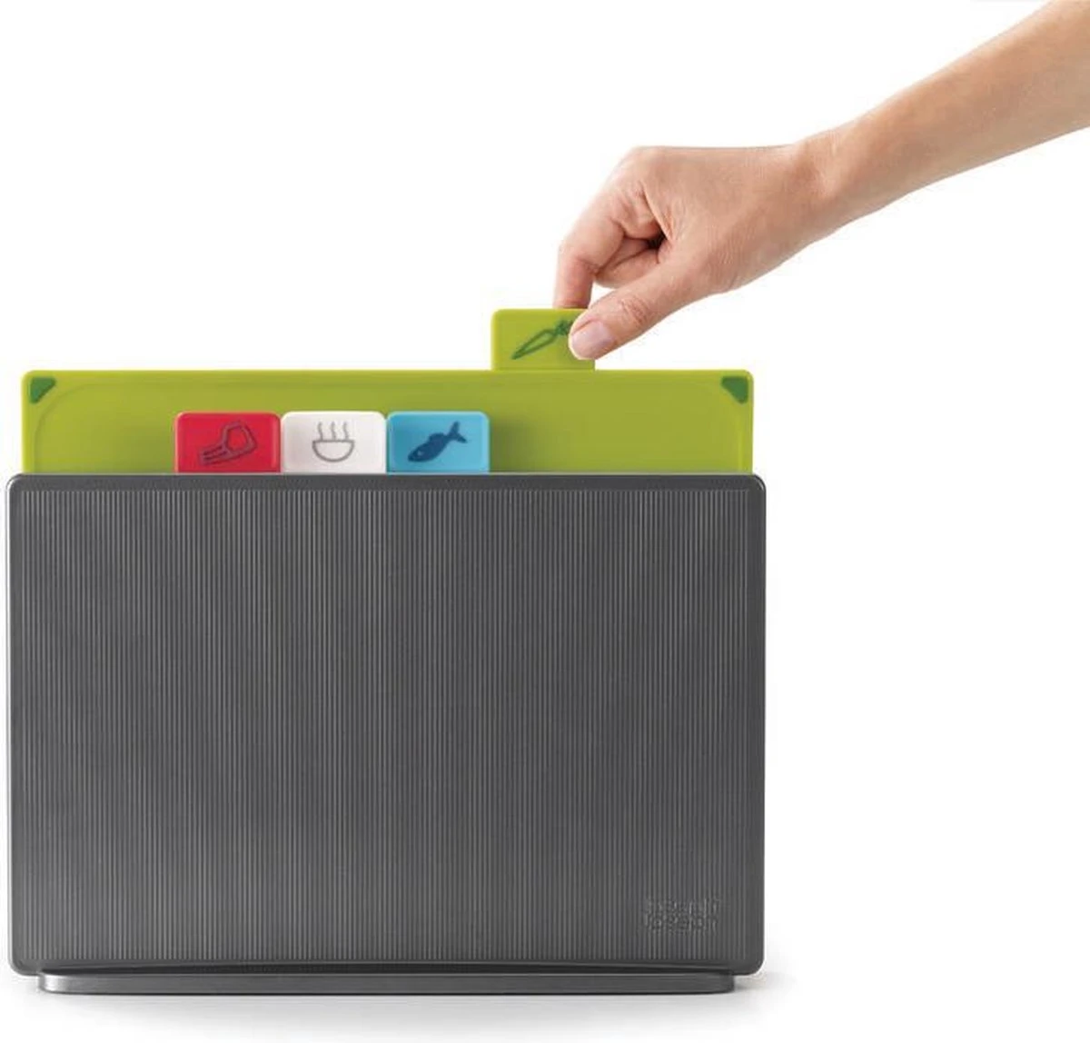 Joseph Joseph Index Snijplankenset - Incl. Houder - 30 X 20 Cm - 4 Stuks - Graphite - Afbeelding 2