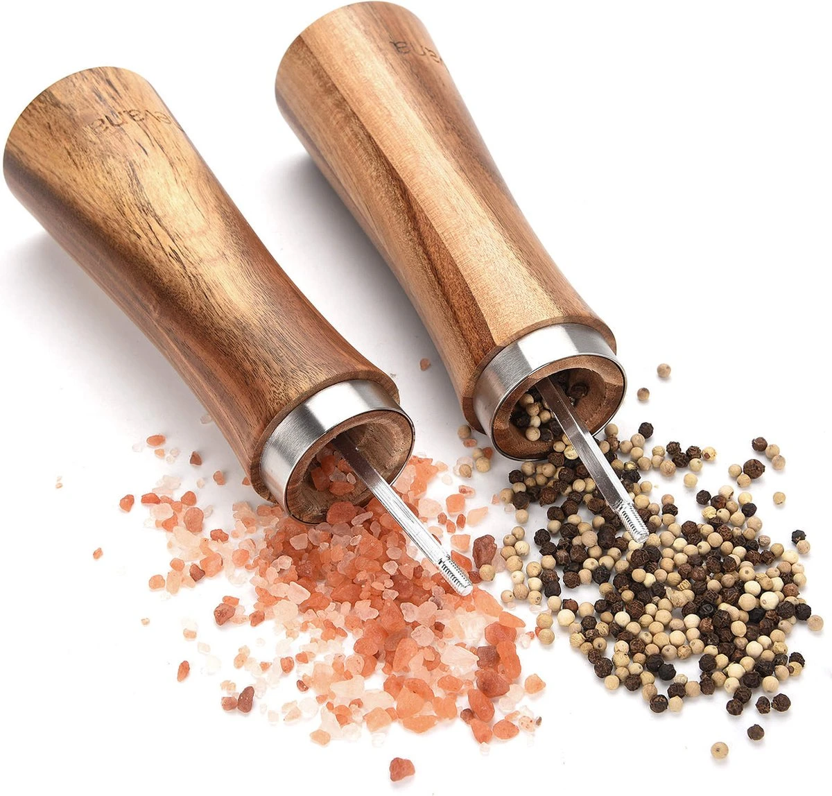 Luxe Peper En Zoutmolen Set - Pepermolen - Acacia Hout - RVS - 21cm - Afbeelding 8