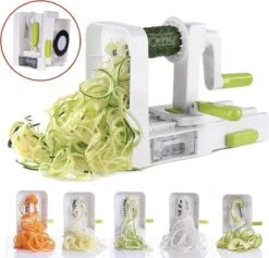 Merkloos Premiumful ® - Multifunctionele Spiraalsnijder Met Zuignap - Inclusief 5 Verschillende Snijbladen - Opvouwbaar - BPA Vrij