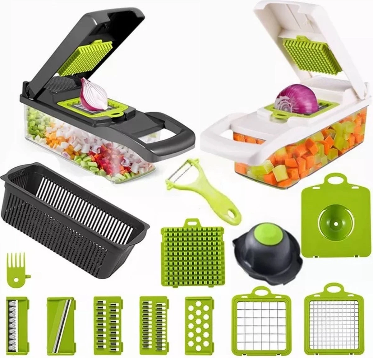 Luxe Groentesnijder Set - Multifunctionele Groentesnijder - Mandoline - Uiensnijder - Groentensnijder - Keukensnijder - Keukenmandoline 15 Delig - Afbeelding 2