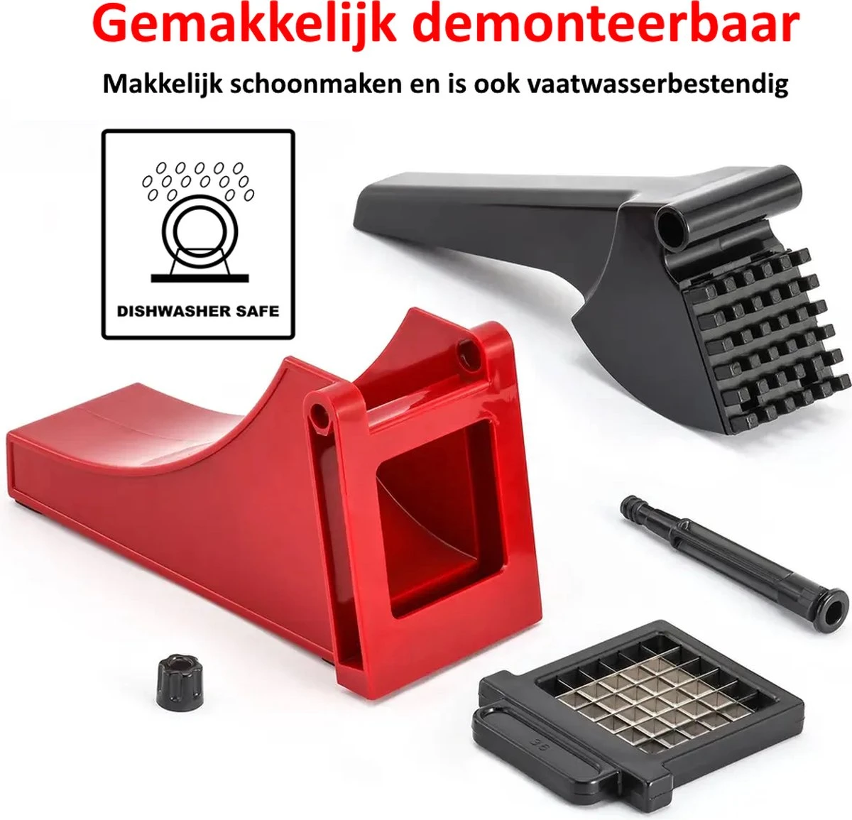 Merkloos Frietsnijder | Groentesnijder | Patatsnijder | Multifunctioneel | Met Handleiding | Sterke Messen - Afbeelding 4