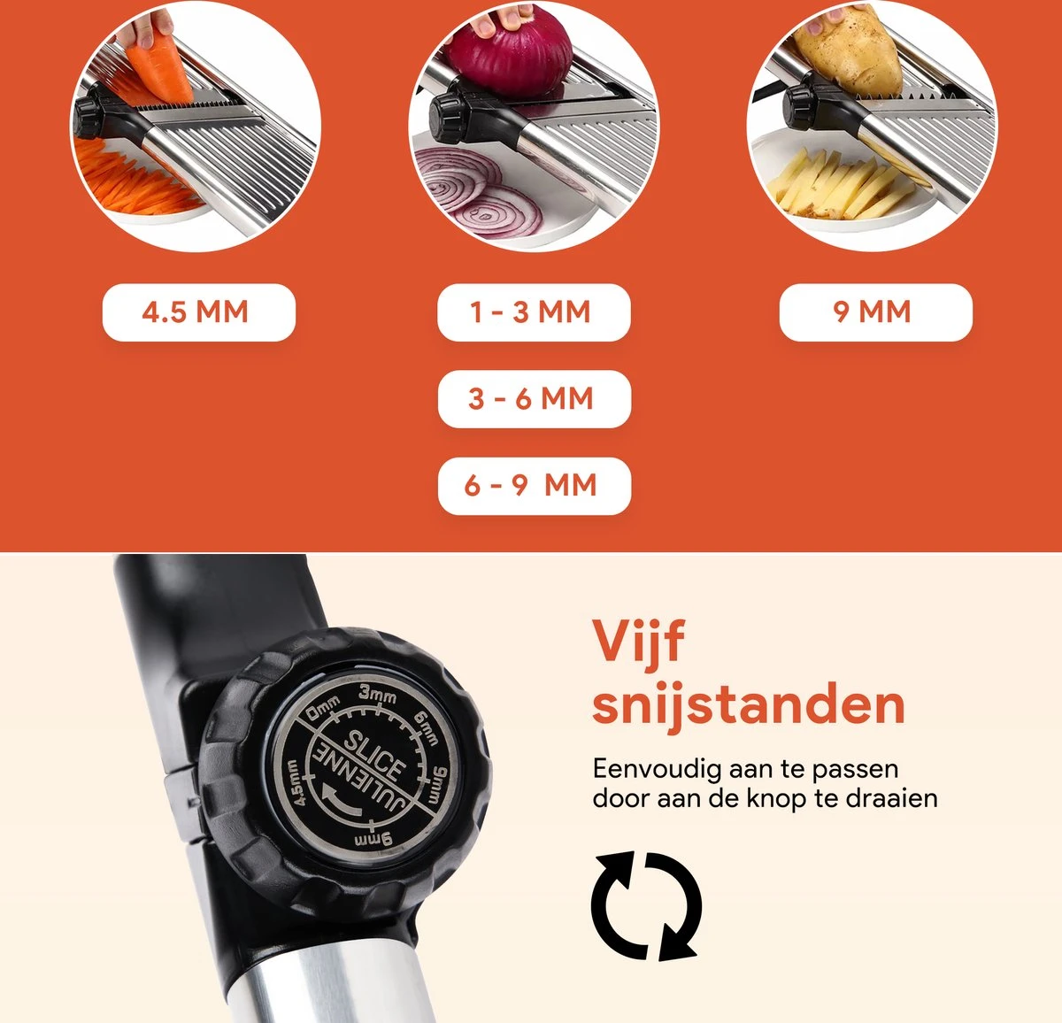 Chef’s Palace Multifunctionele Groentesnijder - Keukenmandoline - Mandoline Slicer - Keukensnijder - Uiensnijder & Frietsnijder - RVS - Afbeelding 3