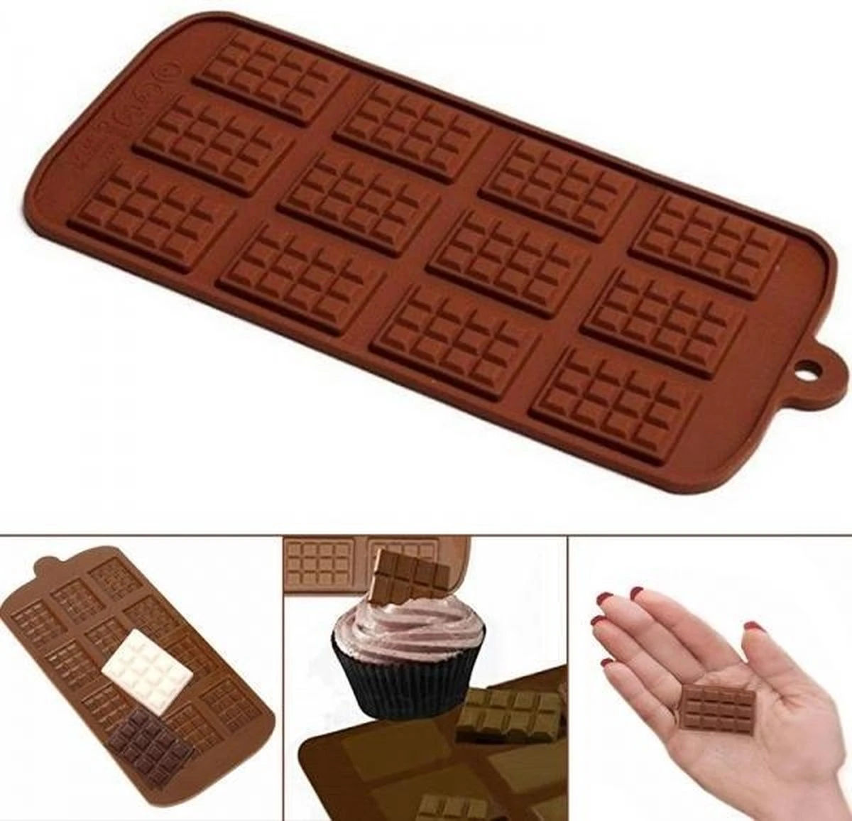 Merkloos Mini Chocolade Reepjes Vorm - Siliconen Chocolade Mal - Snoepjes - 2 Stuks