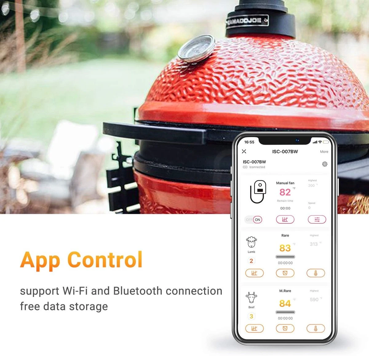 INKBIRD ISC-007BW EU Automatische Voedselthermometer Voor Big Green Egg, Kamado Joe, Meater, Weber, Primo, Vision Grill, Akorn Kamado, Smoker Controller EU - Afbeelding 2