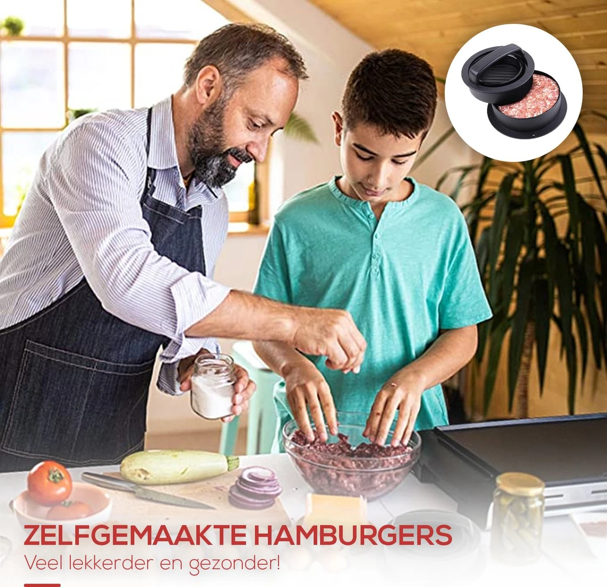 NP Goods - Hamburgerpers 3 In 1 Inclusief 100 Vellen Wax Papier - Hamburger Pers - Burger Press - BBQ Accessoires - Hamburgermaker - Kookgerei - Afbeelding 4