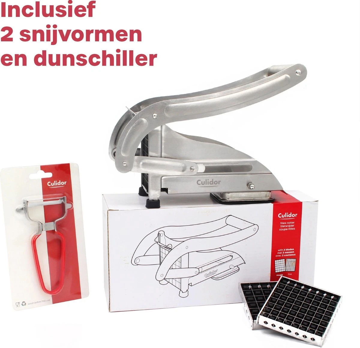 Culidor Frietsnijder - Patatsnijder - Fritessnijder - RVS - 2 Snijvormen