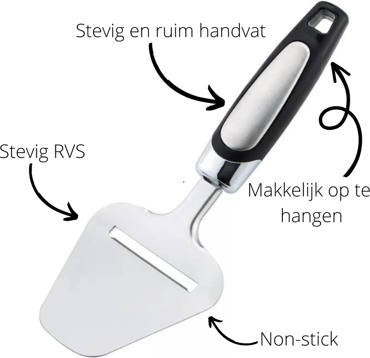 Merkloos, Kaasschaaf- Kaasschaaf Voor Harde Kaas-Kaasschaaf Voor Oude Kaas - Kaasschaaf Voor Jonge Kaas - Multifunctionele Kaasschaaf - Vaatwasser Bestendig - Kaasschaaf Zwart - RVS- 230 X 82 Mm- Keukengerei- Keuken Accessoires - Afbeelding 7