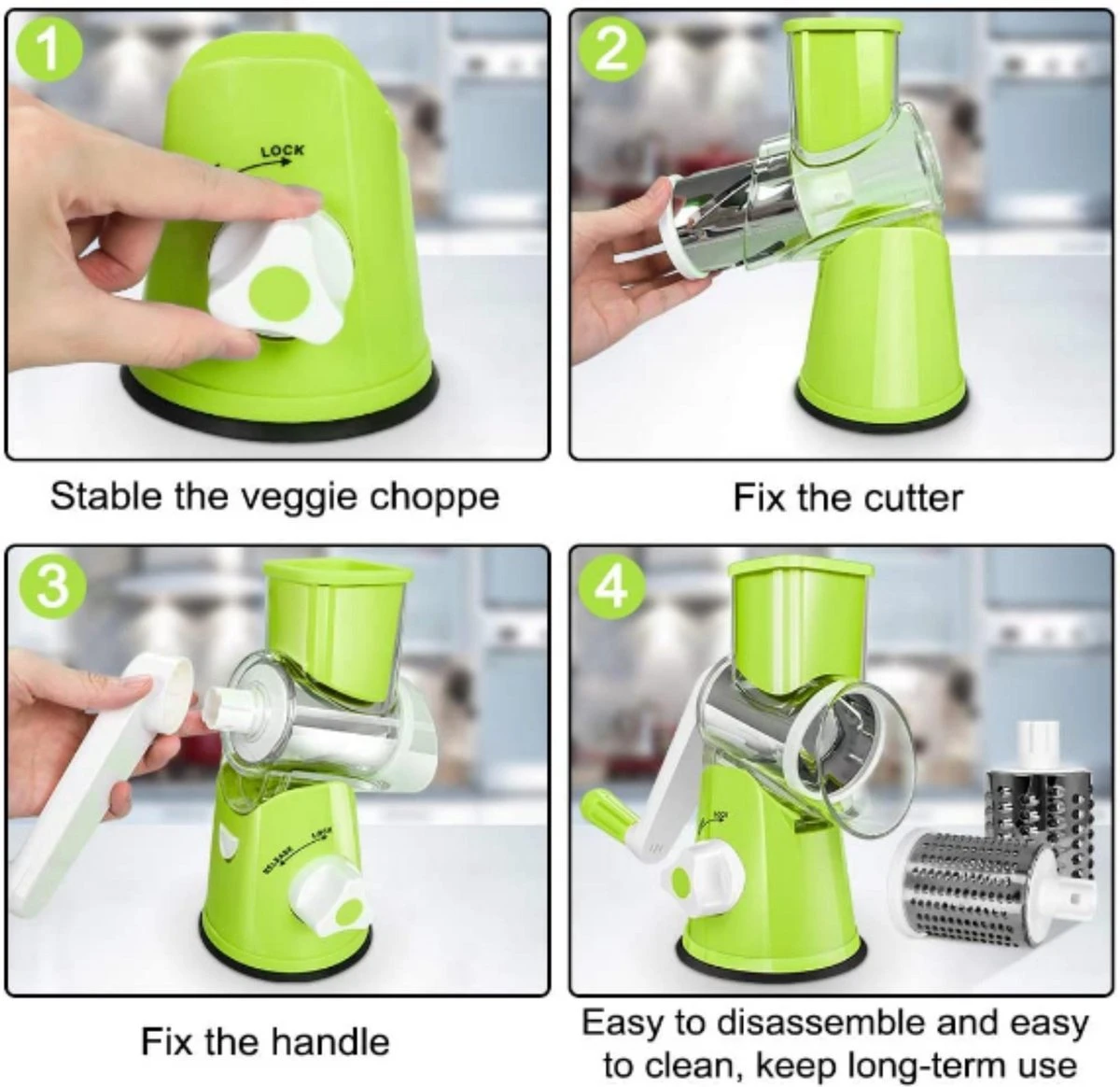 W&Z® Mandoline Groentesnijder- Slicer Dicer - Rasper - Keukensnijder - Vaatwasser Bestendig - Afbeelding 9