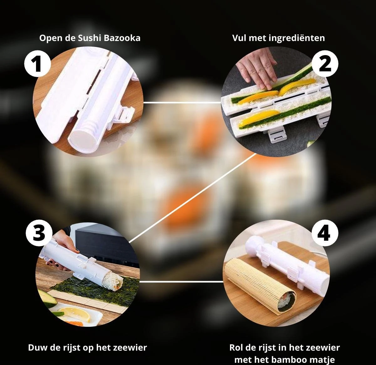 XXL Sushi Set - Sushi Maken- Sushi Maker - Milieuvriendelijk - Sushi Bazooka Kit - Inclusief Online Sushi Kookboek En Avocado Snijder - Wit - Afbeelding 4