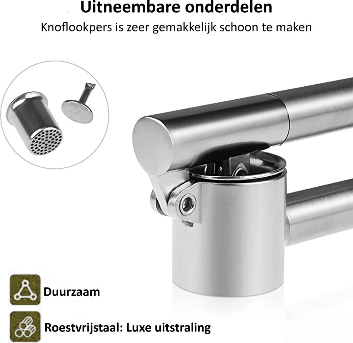 Knoflookpers - Gemberpers - RVS - Vaatwasserbestendig - Hoogwaardig Roestvrijstaal - Afbeelding 10