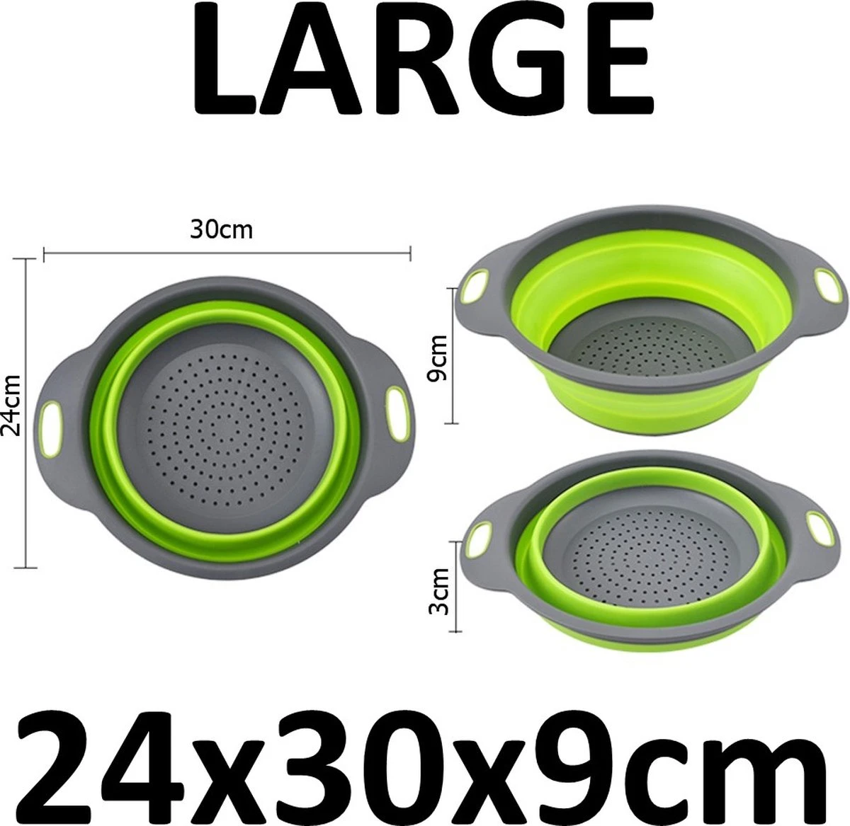 Inklapbare Vergiet - Opvouwbaar - Siliconen - Groot - Groen/Grijs - NIEUW MODEL !!! - Afbeelding 3