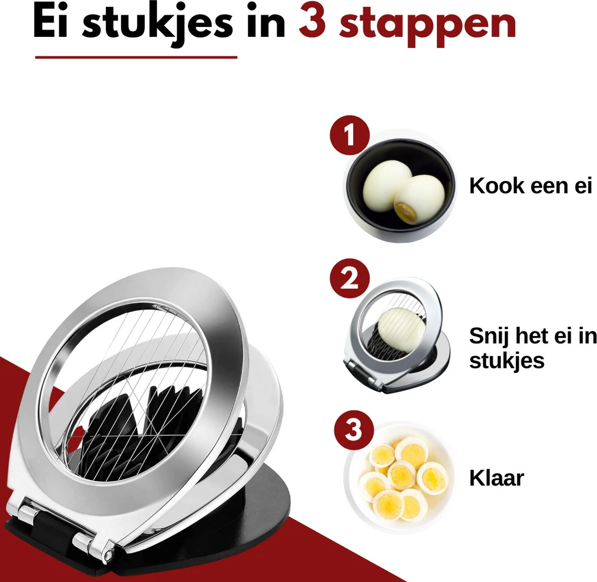 VAIVE Eiersnijder Vaatwasserbestendig - RVS - Champignonsnijder - Keukengerei - Afbeelding 2