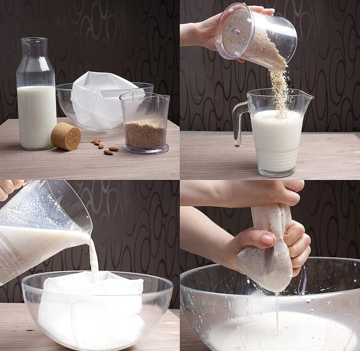 Merkloos Notenmelkzak - Zeefzak - Passeerdoek - Makkelijk Reinigen - Kaasdoek - Sneldrogend - Zeef Voor Smoothies - Smoothies Maken - Anti-schimmel - 30 X 45 Cm - Afbeelding 2