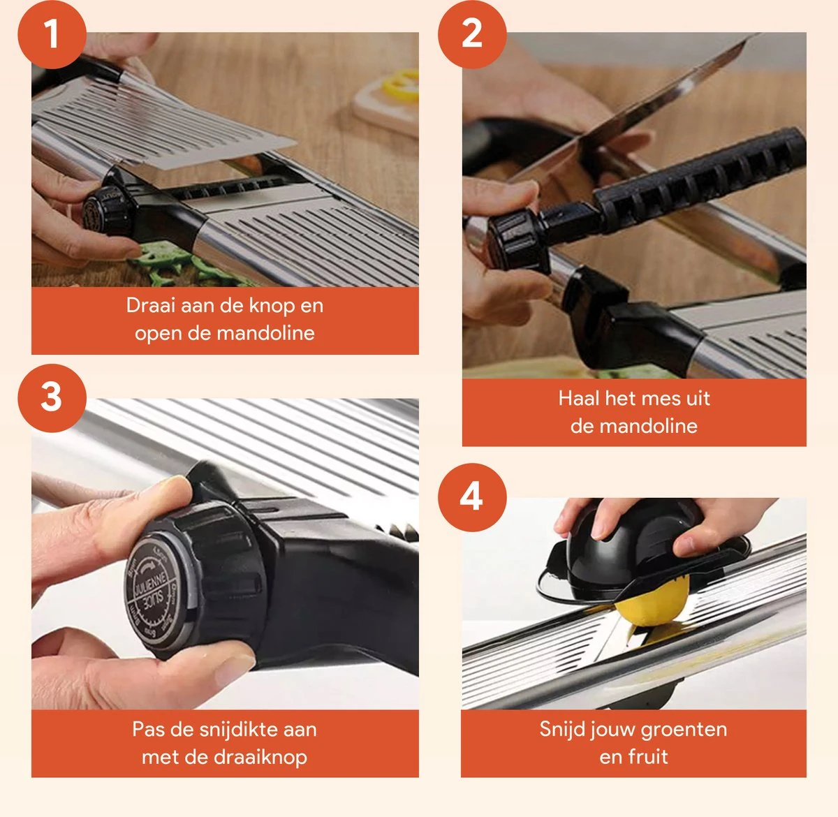 Chef’s Palace Multifunctionele Groentesnijder - Keukenmandoline - Mandoline Slicer - Keukensnijder - Uiensnijder & Frietsnijder - RVS - Afbeelding 5