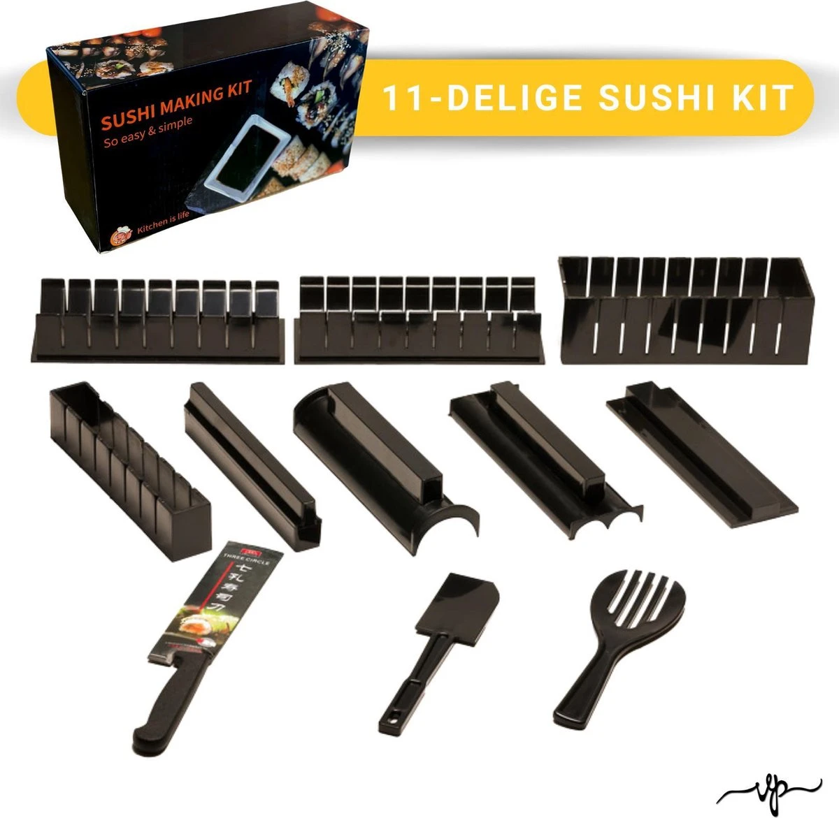Merkloos Sushi Set 11 Delig - Sushi Maker - Sushi Set - Sushi Kit - Verschillende Vormen - Sushi Maken -