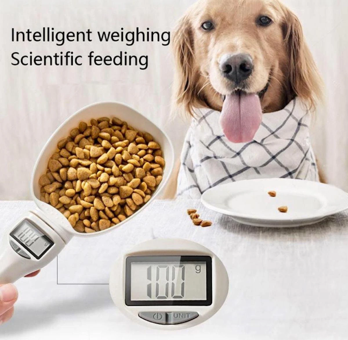 Maatlepel - Digitaal - Diervoeding - Voerschep - Maatschep Voor Diervoeding - Honden - Katten - Digitale Weegschaal - Afbeelding 2